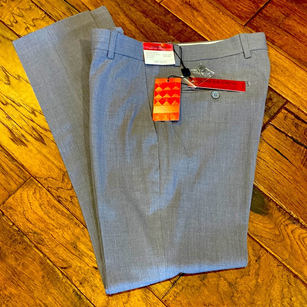 Silver (light gray) dress pants.  Flat front.  Front and rear pockets.  NEW!